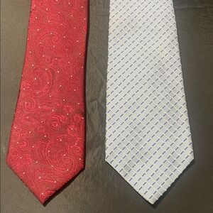Geoffrey Beene Red Paisley and Blue Diamond Ties
